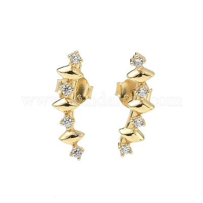 925 серьги-гвоздики из стерлингового серебра с прозрачным кубическим цирконием EJEW-Q032-01G-G-1