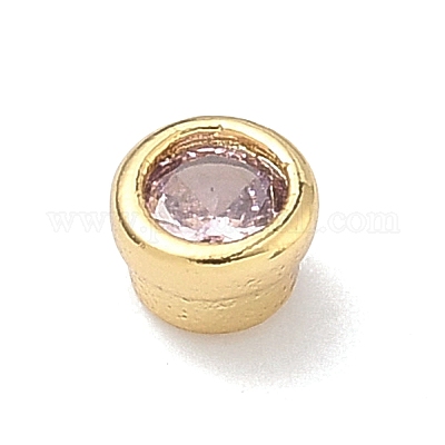 Плоские круглые латунные микропаве кабошоны из кубического циркония&nbsp;KK-P345-13G-A01-1