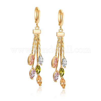 Серьги с кольцами из настоящего циркония EJEW-EE0001-185-1