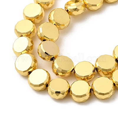 Стеклянные бусины с гальваническим покрытием  EGLA-F166-04C-G-1