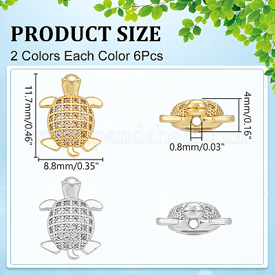 12 шт. 2-цветная стойка с покрытием из латуни с микропаве прозрачные кубические циркониевые бусины KK-WR0001-61-1