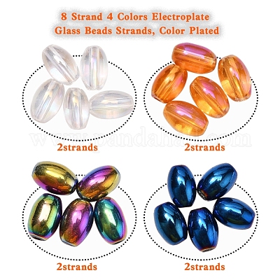 8 нить 4 цвета гальванических стеклянных бусин EGLA-YW0001-37-1