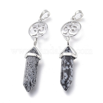 Большие подвески из натурального обсидиана в виде снежинок G-D0021-01P-25-1