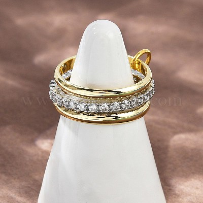 Латунные микро проложить пальцев кольца кубического циркония RJEW-D325-01PG-09-1