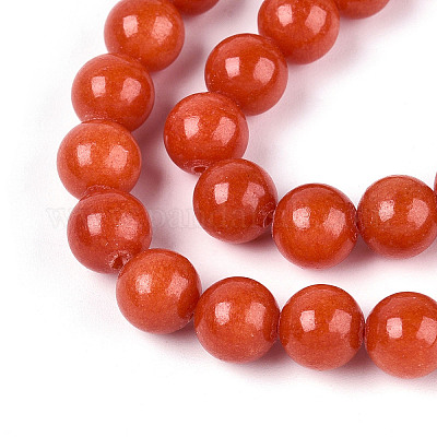 Нити круглых бусин из натурального окрашенного нефрита машан G-T139-8mm-67C-1