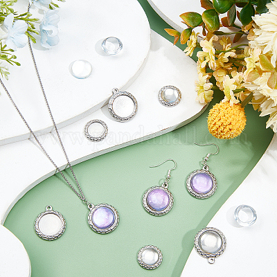 Наборы для изготовления плоских круглых подвесок своими руками DIY-DC0001-04-1