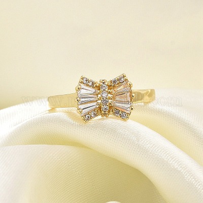 Кольца-манжеты для пальцев из латуни с микропаве из кубического циркония для женщин&nbsp;RJEW-M027-02G-02-1