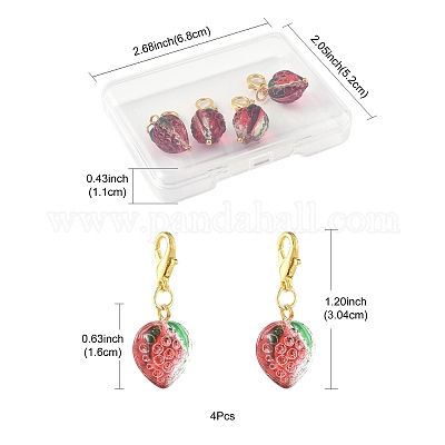4 шт. подвеска ручной работы в виде клубники HJEW-FS00041-02-1