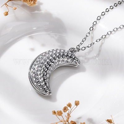 304 нержавеющая сталь открывающаяся подвеска в виде луны ожерелье из кабеля цепи для женщин STAS-Z114-18P-1