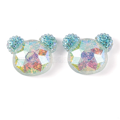 Кабошоны с головой медведя из прозрачной эпоксидной смолы CRES-M034-03C-1