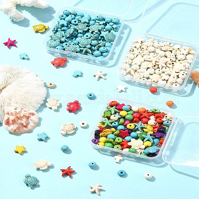 100шт. набор из 6-х видов синтетических бирюзовых бусин TURQ-FS0001-05-1