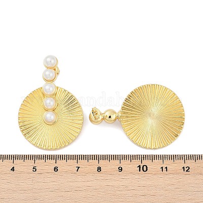 Плоские круглые серьги-гвоздики из латуни KK-U058-60G-1