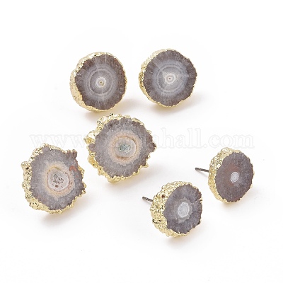 Серьги с натуральным крашеным кварцем EJEW-P166-B01-1