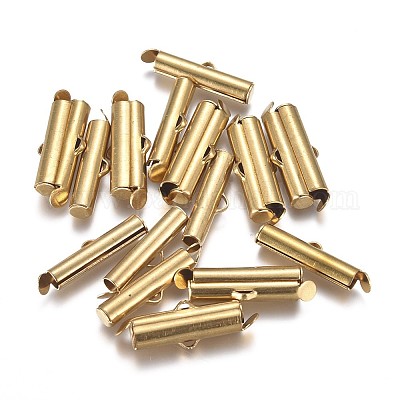 100PCS Brass Slide On End Clasp Tubes Slider End Caps For Jewelry