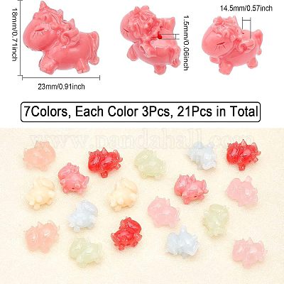 21шт 7 цвета непрозрачных бусин из смолы RESI-CA0001-48-1