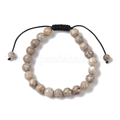 Браслеты из круглых бусин из натурального майфанита диаметром 8 мм. BJEW-C067-01B-06-1