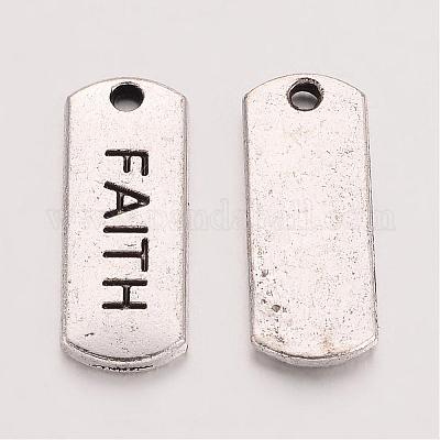 Тибетский стиль сплава прямоугольник с подвесками слова веры TIBEP-Q043-058-RS-1