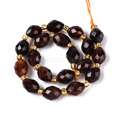 Натуральный оранжевый гранатовый бисер пряди G-N342-53-8x6-05-1