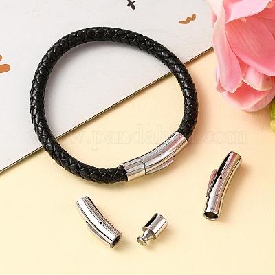 Custom Made Wide 5mm Leather Cord Bracelet Magnetic Buckle One