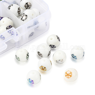80шт 8 цвета рождественские непрозрачные стеклянные бусины EGLA-YW0001-02-1