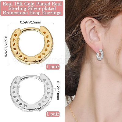 4 шт. 2-х цветные латунные серьги-кольца для женщин EJEW-BBC0001-77A-1