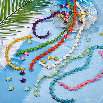 8 нитка 8 стилей окрашенных синтетических бирюзовых бусин G-FH0002-61-1