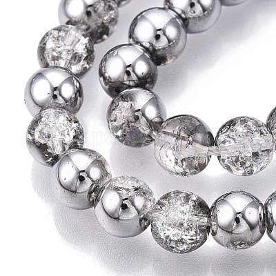 Гальванизированные нити стеклянных бусин с эффектом кракле EGLA-N014-6mm-03-1