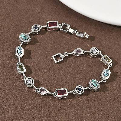 Браслеты-цепочки из латуни с микропаве из разноцветных кубических цирконий BJEW-G764-04P-1