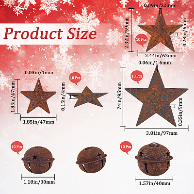 50 шт. 5 стиля ржавого железа колокольчик с подвесками в виде звезд IFIN-CN0001-02-1