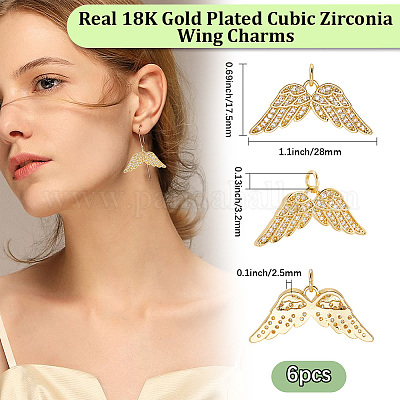 6 шт. латунные подвески-кресты с микропаве из кубического циркония KK-BBC0020-23-1