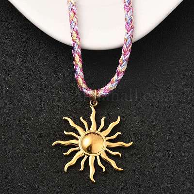Женские ожерелья с подвеской в виде солнца из нержавеющей стали 304 NJEW-F349-01G-1