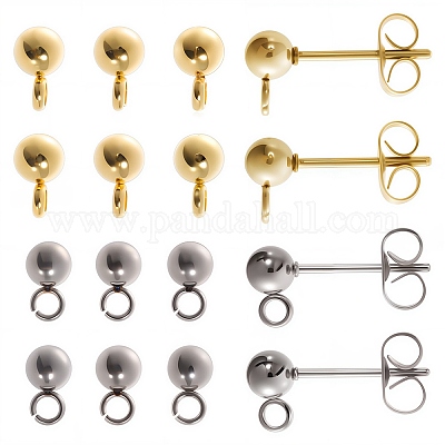 40 шт. 2 шт. фурнитура для сережек-гвоздиков из нержавеющей стали 304 с шариками STAS-SC0005-25-1