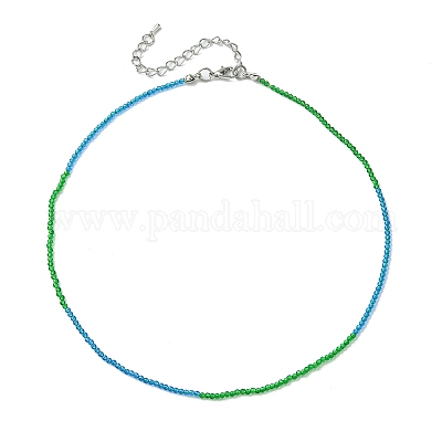 Колье из граненого ронделя из стеклянных бусин для женщин NJEW-M208-02B-1