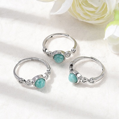 Натуральные кольца амазонитовых пальцев RJEW-A084-04P-08-1