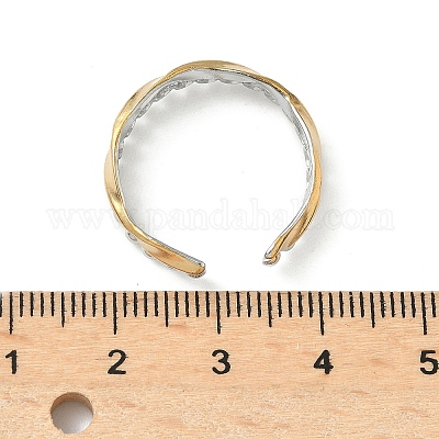 Двухцветные манжетные кольца из нержавеющей стали 304 RJEW-S635-01GP-D-1