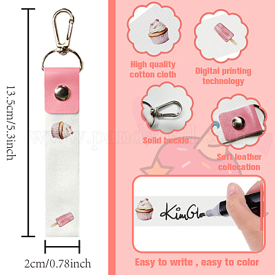 Брелок для ключей из искусственной кожи и хлопка с именным маркером AJEW-WH0514-030-1