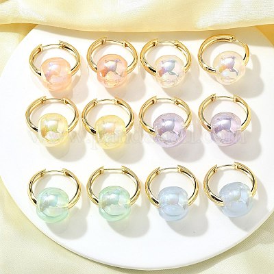 Круглые латунные серьги-кольца EJEW-Z086-01G-1