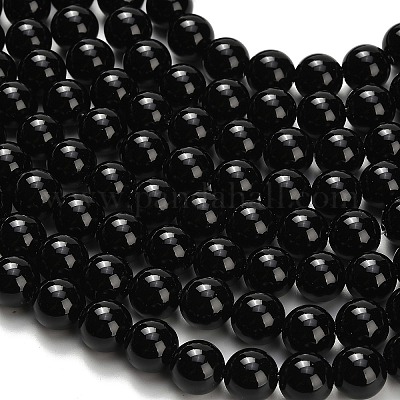 Натуральные бусины из черного оникса (окрашенные и нагретые) G-H329-C06-10mm-1