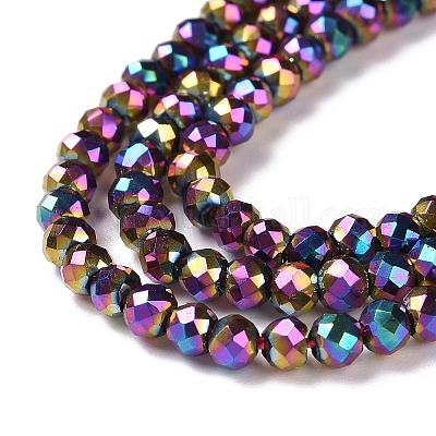 Стеклянные бусины с гальваническим покрытием  GLAA-H021-01B-FP13-1