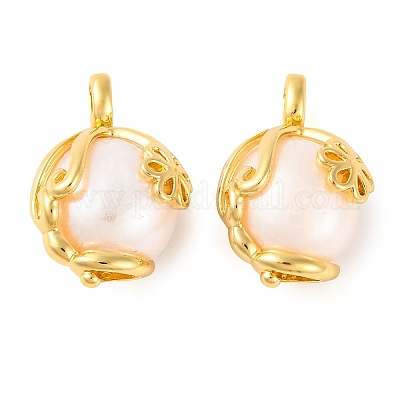 Подвески из латуни и натурального жемчуга с покрытием стойки KK-H486-17G-1