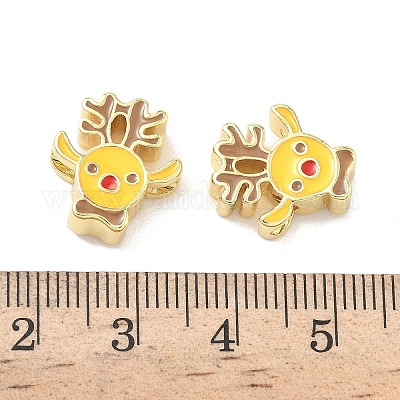 Рождественские латунные эмалевые бусины KK-I474-G04-1