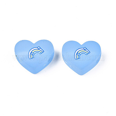 Осенняя тема прозрачные печатные акриловые европейские бусины&nbsp;LS-MACR-XCP0001-26B-1