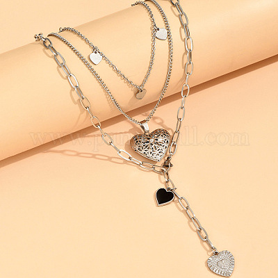 2шт латунный кулон в форме сердца с черной эмалью FS-WGFF7B3-01-1