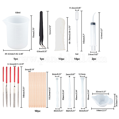 Reusable Silicone Resin Measuring Cups Tool Kit 100ml Measuring Cups Mini Mixing  Cups With Wooden Sticks Silicone Mat Finger Cots Pipettes 