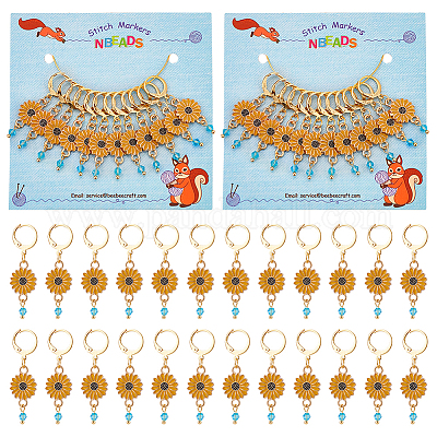 12 шт. сплав эмалированные подвески в виде подсолнуха фиксирующие маркеры петель HJEW-PH01654-1