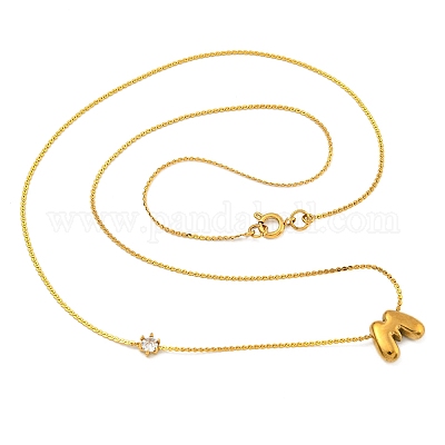 Ожерелья с подвесками из нержавеющей стали 304 с микропаве из кубического циркония NJEW-H017-01G-M-1