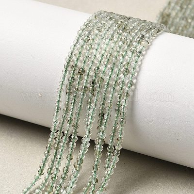 Нити бусин из натурального зеленого рутилированного кварца G-B145-A01-2mm-1