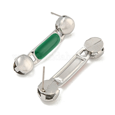 Серьги-гвоздики из нержавеющей стали 304 с эмалью EJEW-S229-15P-08-1