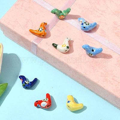 8 шт. 7-х цветные фарфоровые бусины ручной работы с принтом PORC-FS0001-39-1