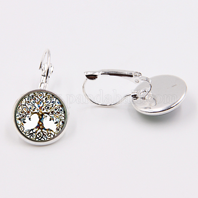 Латунь Leverback серьги EJEW-G188-06P-1